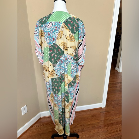 NWT GigiO Cottagecore Patchwork Midi Kaftan Dress Sz Small - Picture 11 of 12
